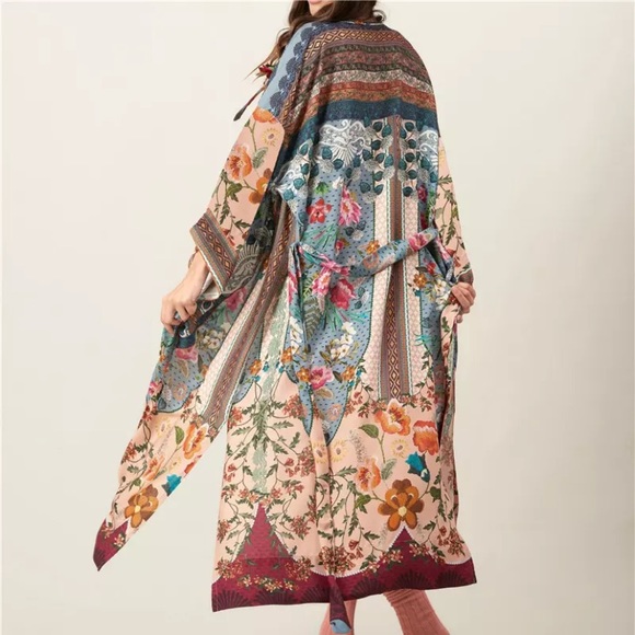SOLD OUT Boho Floral Muti Color Kimono Robe - Picture 2 of 8